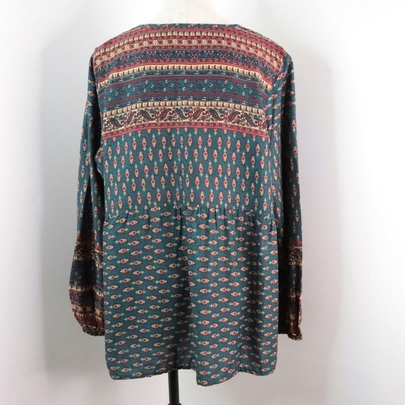 Lascana for Venus Women's L Ethnic Boho Long Sleeve Babydoll Blouse Top - Picture 6 of 8